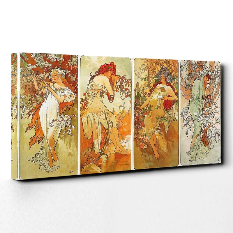 Alphonse Mucha Artworks (1) Canvas Print | Gallery Wrapped 30mm Frame Wall Art | 40x20 inches | Ready to Hang | Contemporary Picture | Living Room Bedroom Lounge Office