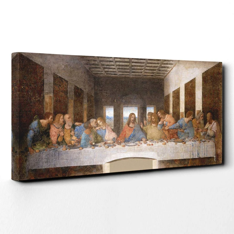 Leonardo Da Vinci The Last Supper Canvas Print | Gallery Wrapped 30mm Frame Wall Art | 40x20 inches | Ready to Hang | Classic Picture | Living Room Bedroom Lounge Office