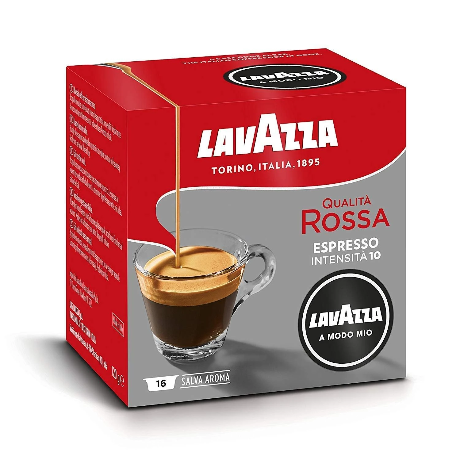 Lavazza A Modo Mio Qualita Rossa , 36 Coffee Capsules, with Chocolate and Dried Fruit Notes, Arabica and Robusta, Intensity 10/13, Medium Roasting, 1 Pack of 36 coffee pods