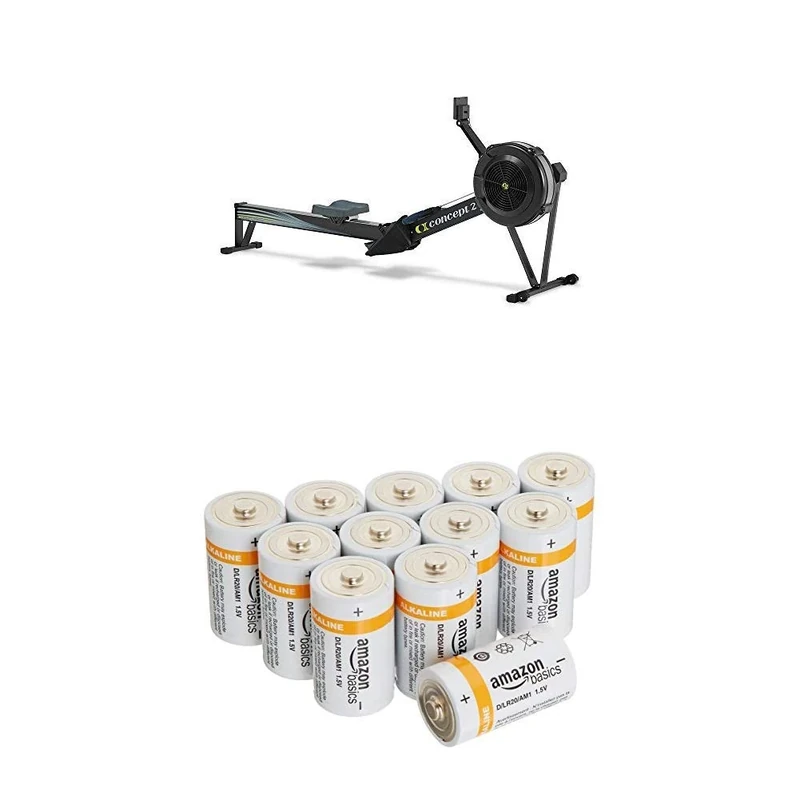 Concept 2 Model D Indoor Rower with PM5 Monitor, Black with Amazon Basics Batteries - Image 1