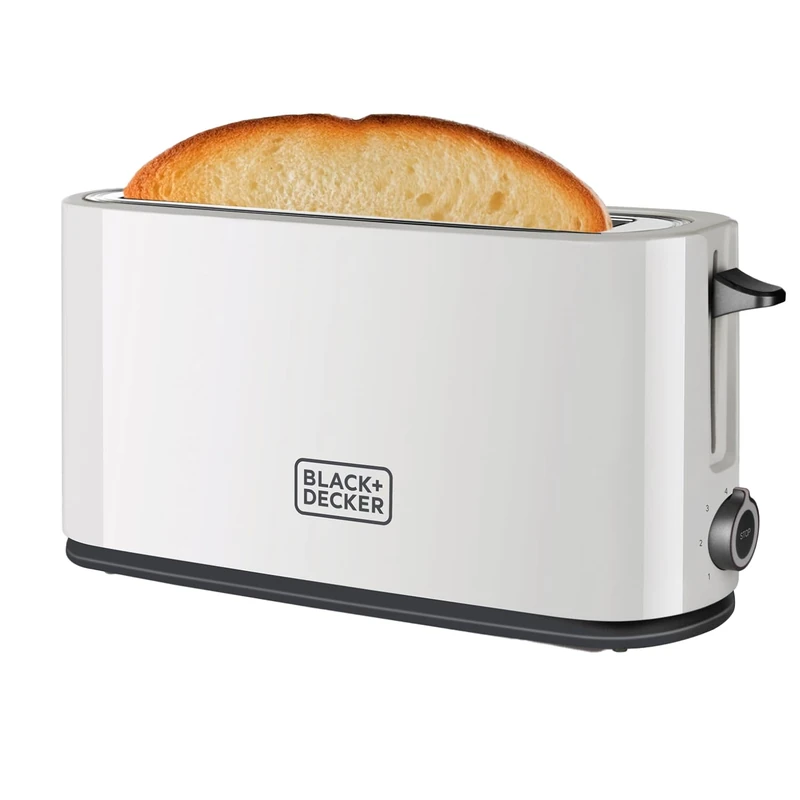 Black+Decker BXTO1001E - Toaster 1.000W, Toaster mit extra großem Schlitz, 7 Toaststufen, High-Lift-Funktion, und Stopp-Funktion, Kabelaufwicklung, weiß