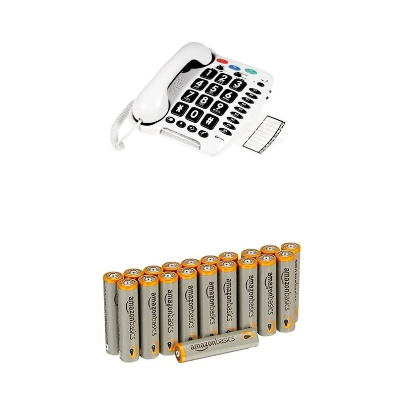 Geemarc CL100 Loud Big Button Corded Telephone- UK Version with Amazon Basics Batteries - Image 1