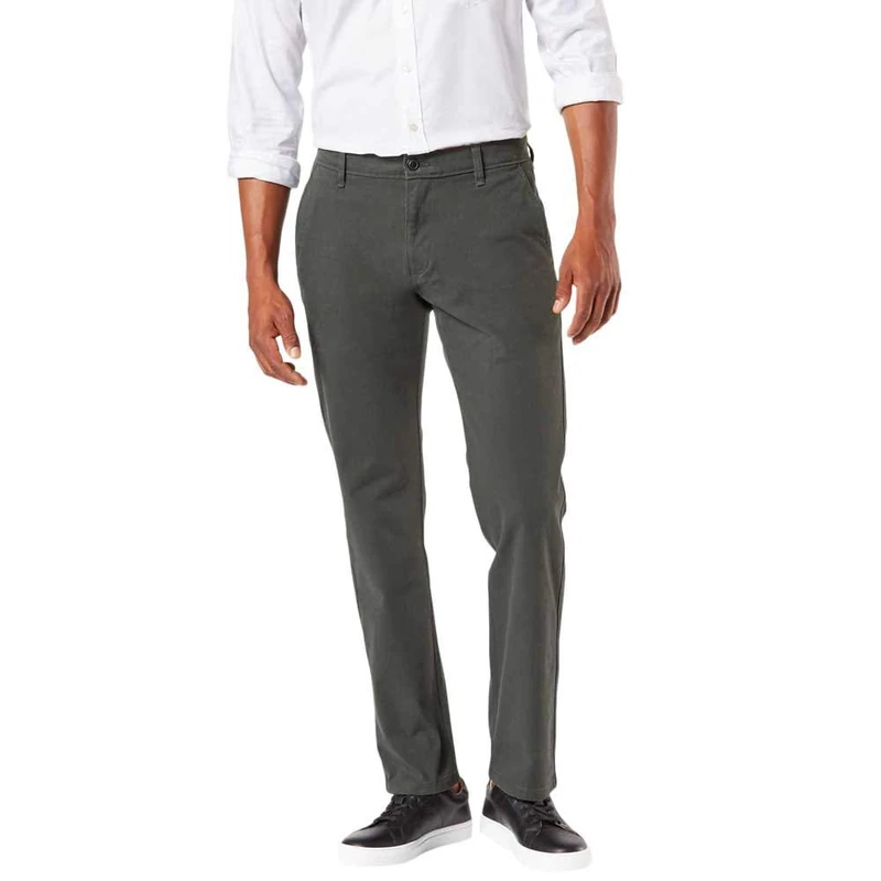 Dockers Mens Ultimate 360 Chino Straight Casual Pants, Steelhead, 33W / 32L UK