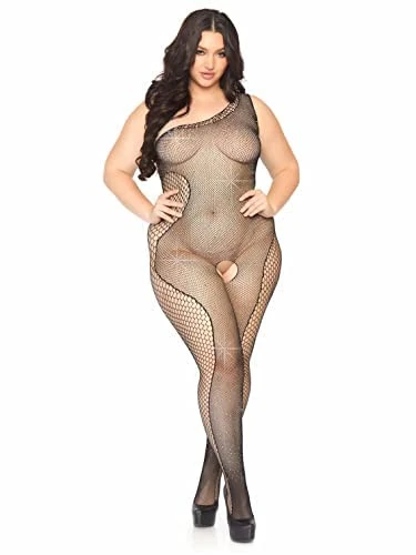 Leg Avenue Crystalized AS Bodystocking +, Black, 1X-2X - Image 1