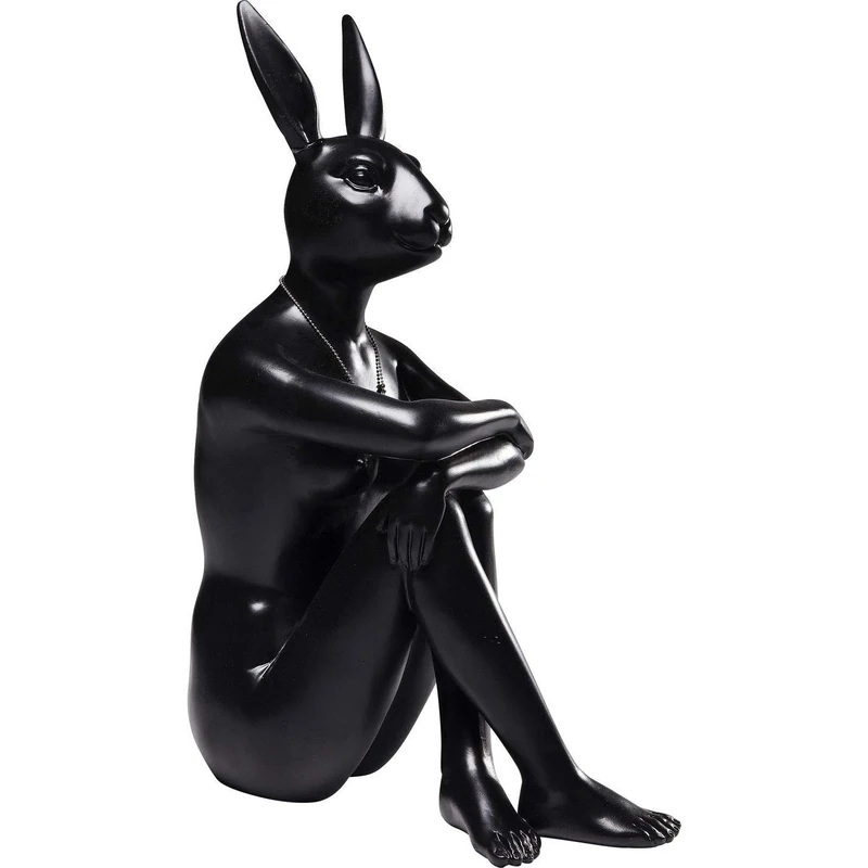 Kare Design Deco Figurine Rabbit Gillie, Black, animal statue, gift idea, hanging decoration, room decor, decorative home accessories, 39x26x15 cm (H/W/D)