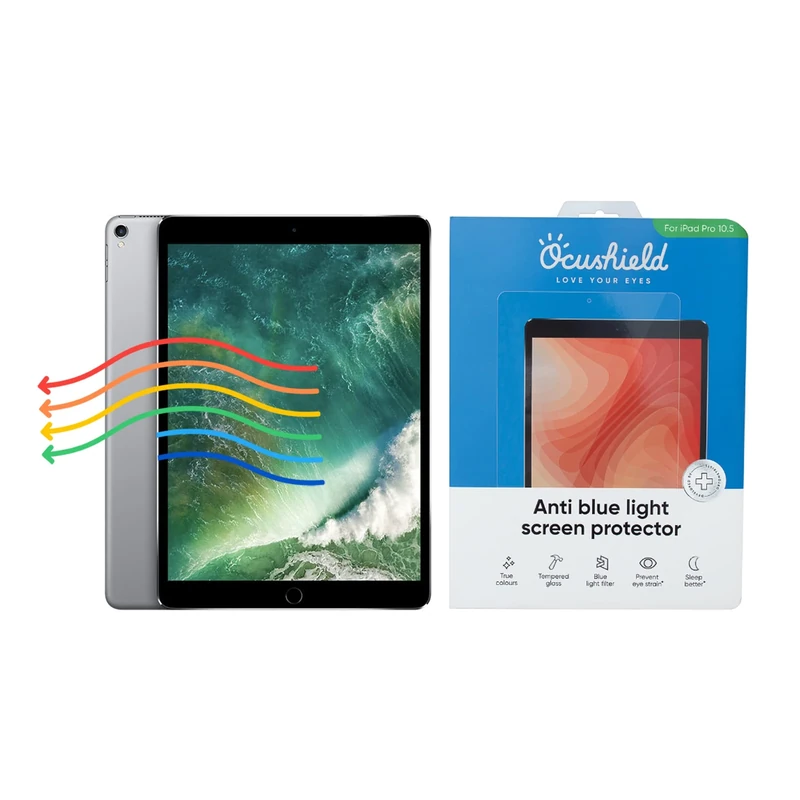 Ocushield Anti Blue Light Screen Protector for iPad Air 3rd Gen & iPad Pro 10.5" - 9H Tempered Glass Filter Blocks UV & Blue Light, Anti-Glare, Anti-Bacterial, Designed by UK Optometrists