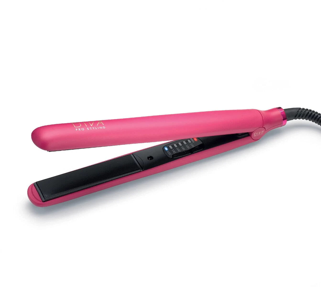 Diva Pro Styling Digital Straightener and Styler Magenta with Macadamia Argan Oil and Keratin Infused Ceramic Plates
