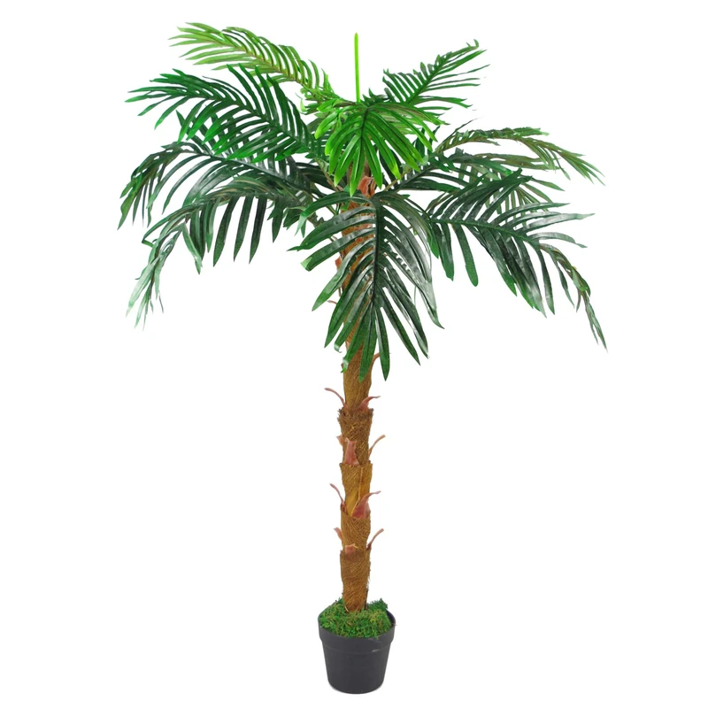 Leaf Design UK Large Artificial Palm Tree, Brown Trunk, 130cm