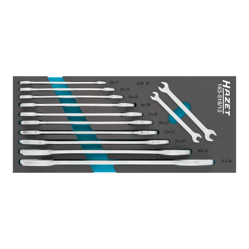 Hazet Double Open-Ended Spanner Set (Outer Hexagonal Profile) 163-519/12