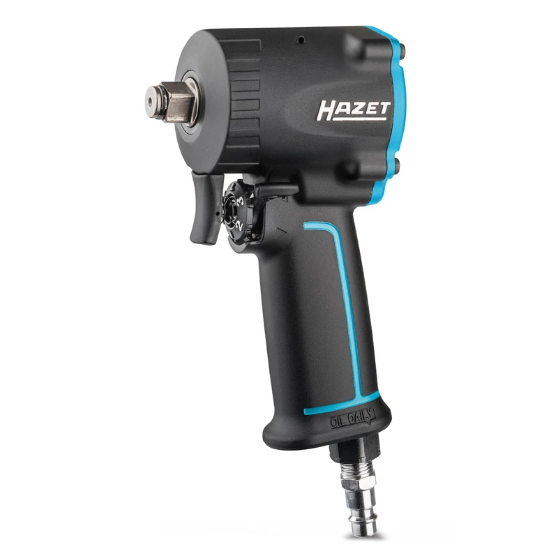 HAZET Pneumatic Impact Wrench 9012M-1 I Extra Short 3.15 inches, Max. Release Torque: 885ft-lbs, Square 0.49 inches (1/2 inch), Operating Pressure: 90 psi I Compact for Working in confined Spaces