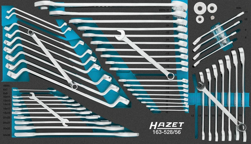 Hazet Spanner Set 163-528/56 I External Hex Profile, Outer Double Hex Traction Profile I Safety Insert System I 56 Pieces