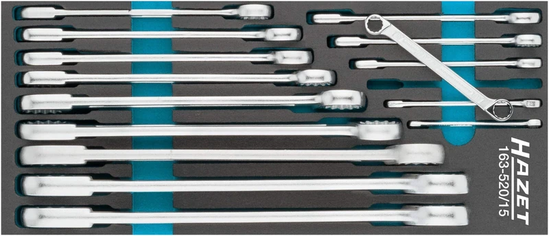 Hazet Double Ring Spanner Set (Outer Double Hex Traction Profile) 163-520/15