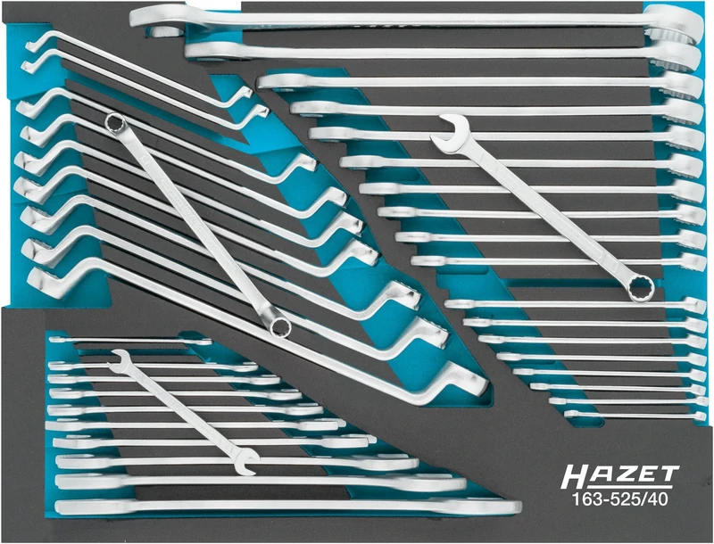 Hazet Spanner Set 163-525/40 I External Hex Profile, Outer Double Hexagonal Traction Profile I 40 Pieces I 6 x 7-34 x 36