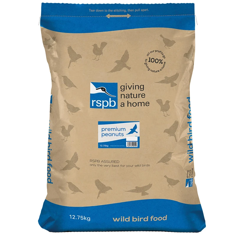 RSPB - Peanuts for Wild Birds, Wild Bird Food for Small Birds, High Energy Food, Rich in Protein and Fat, Free from Aflatoxin, Made in the UK, Suitable for Year-Round Feeding (12.75kg)