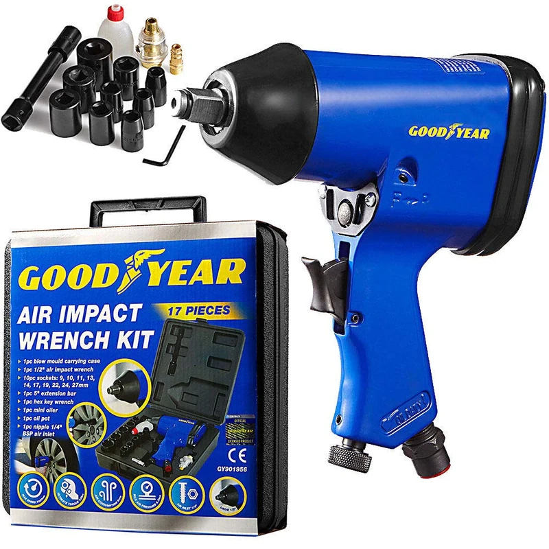 Goodyear Impact Socket Wrench Set, 6-Piece| Heavy Duty Chrome Vanadium Steel| 1/2-Inch Drive| Precision-Cut for High Torque Applications| Includes Deep & Shallow Sockets| Durable & Reliable Repairs