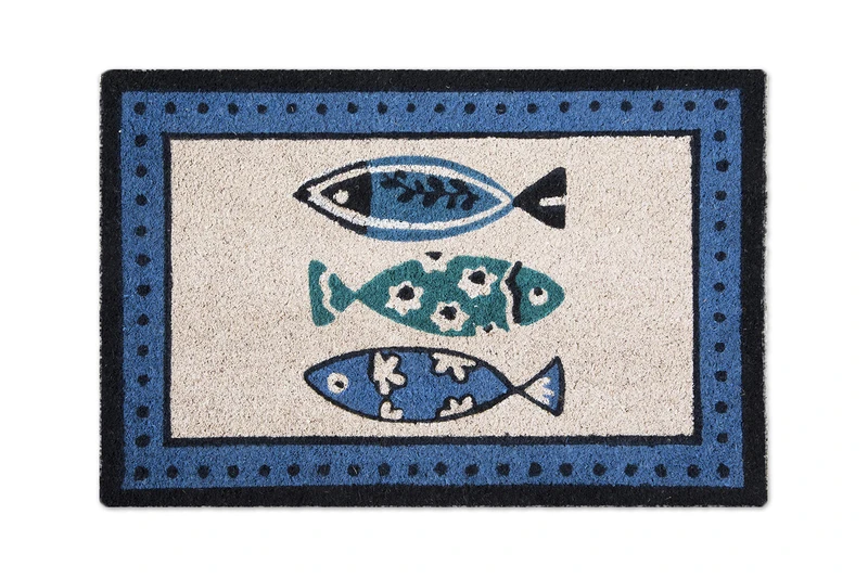 Excelsa Ocean Entrance Door Mat, Coconut Fibre, Blue, 40 x 60 cm