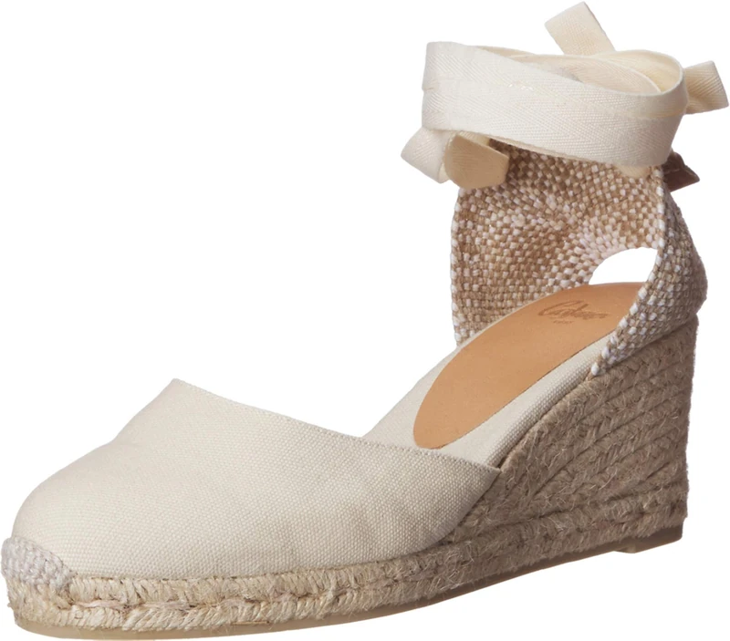 Castañer | Espadrille with Wedge Carina Made in Canvas 7 cm | Woman | Off-white (Ivory 203) | 36