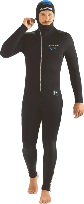 Cressi Diver Man Monopiece Wetsuit - Premium Wetsuit for Man with Fixed Hood
