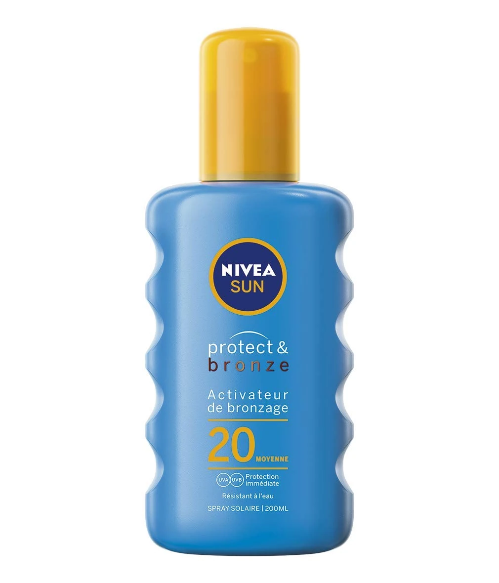 NIVEA Sun - Sun Spray with Tanning Activator Protect & Bronze SPF 20 - Protection & Tanning - Natural Extract of Pro-Melanin - Lightweight & Non-Greasy Formula - Normal Skin - 200ml