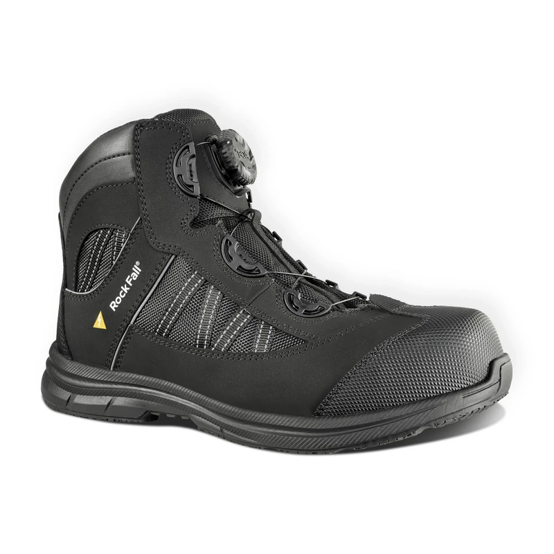 Rock Fall Ohm Black Electrical Hazard Steel Toe Cap Black Boot, Water Repellent Safety Boots, SRC Slip Rated Work, Protective Midsole and Non-Metallic UK 9