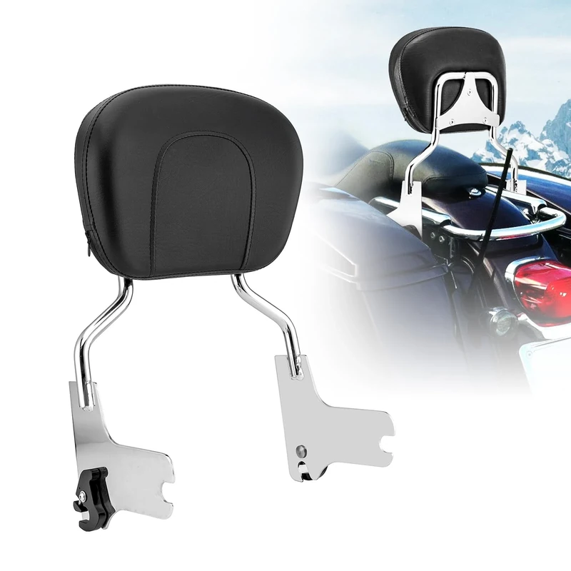 Wsays Sissy Bar Detachable Passenger Backrest Chrome Compatible with Harley Davidson Touring Street Glide Electra Glide Road Glide Road King 1997-2008