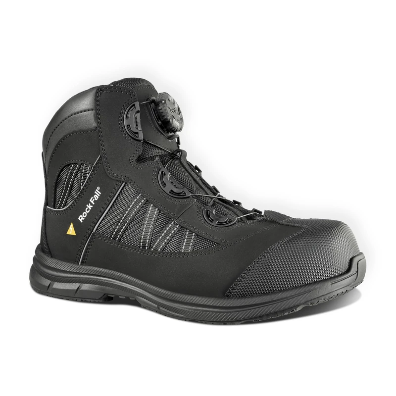 Rock Fall Ohm Black Electrical Hazard Steel Toe Cap Black Boot, Water Repellent Safety Boots, SRC Slip Rated Work, Protective Midsole and Non-Metallic UK 10