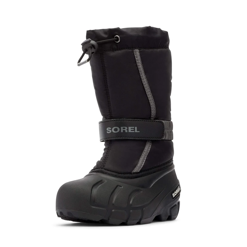 Sorel KIDS FLURRY Waterproof Unisex Kids Snow Boots, Black (Black x City Grey) - Youth, 2 UK