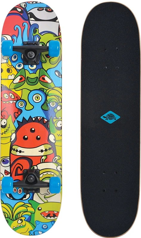 Schildkröt Skateboard Slider 31'', Full Leisure Leisure Board, Concave Deck with Double Kick and Grip, ABEC7 Ball Bearing, Design: Monsters, 510642