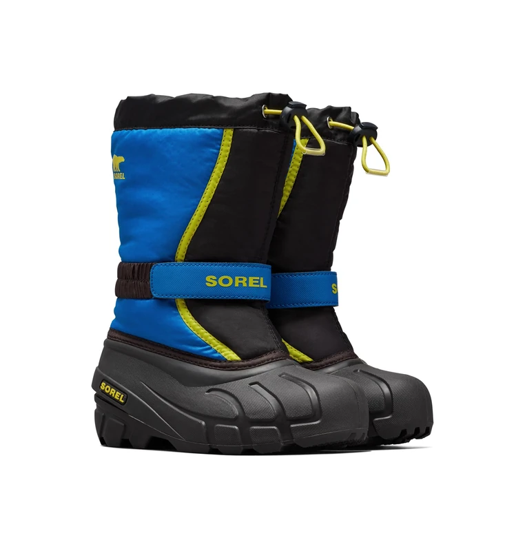 Sorel KIDS FLURRY Waterproof Unisex Kids Snow Boots, Black (Black x Super Blue) - Youth, 3.5 UK