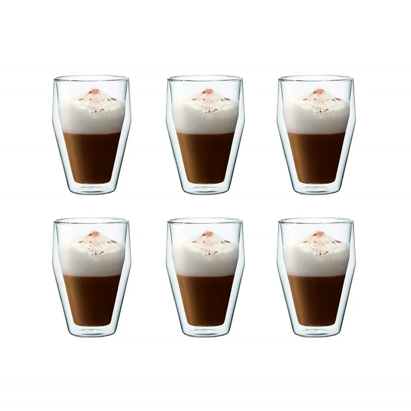 Bodum Titlis Set of 6 Double-Walled Stackable Glasses, transparent, 0,35 L