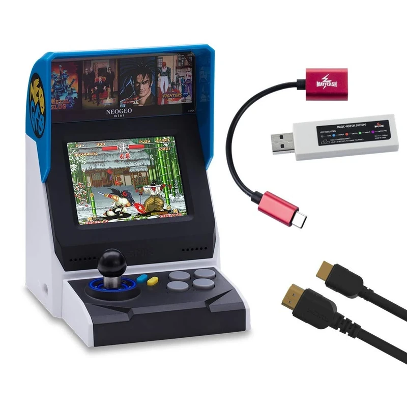 NEOGEO Mini Console: International Edition + MayFlash Controller Converter + HDMI Cable (Includes 40 Games)