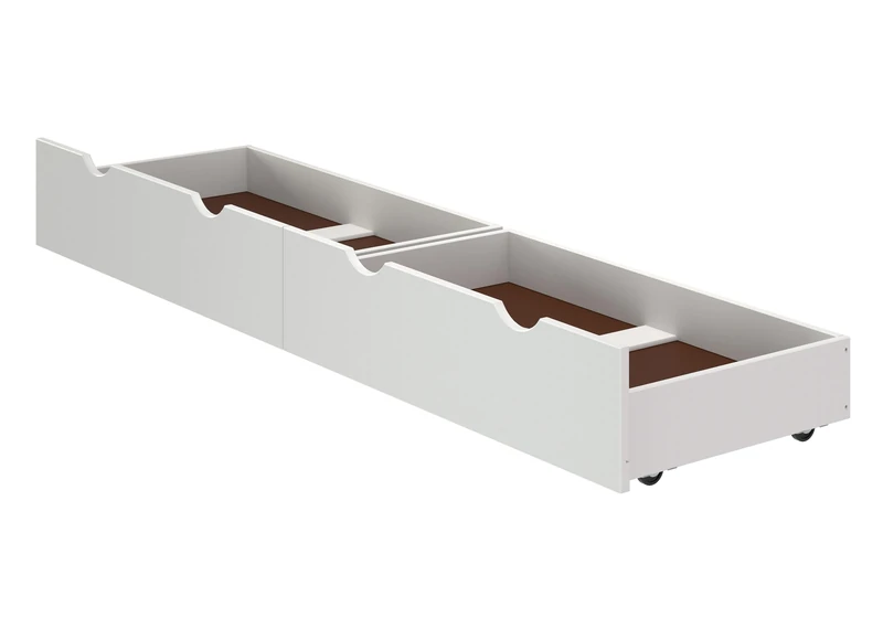White Wood Underbed Storage Drawers on Wheels - Bedroom Dresser Organizer Shelf - Set of 2 - Perfect for Small Spaces and Storing Clothes - 9 3/8 in. H - Works with Any 9.75 in. and Bed Frame