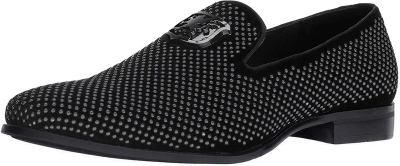 Stacy Adams Men's Swagger Studded Slip On Loafer, Black, 10.5 UK