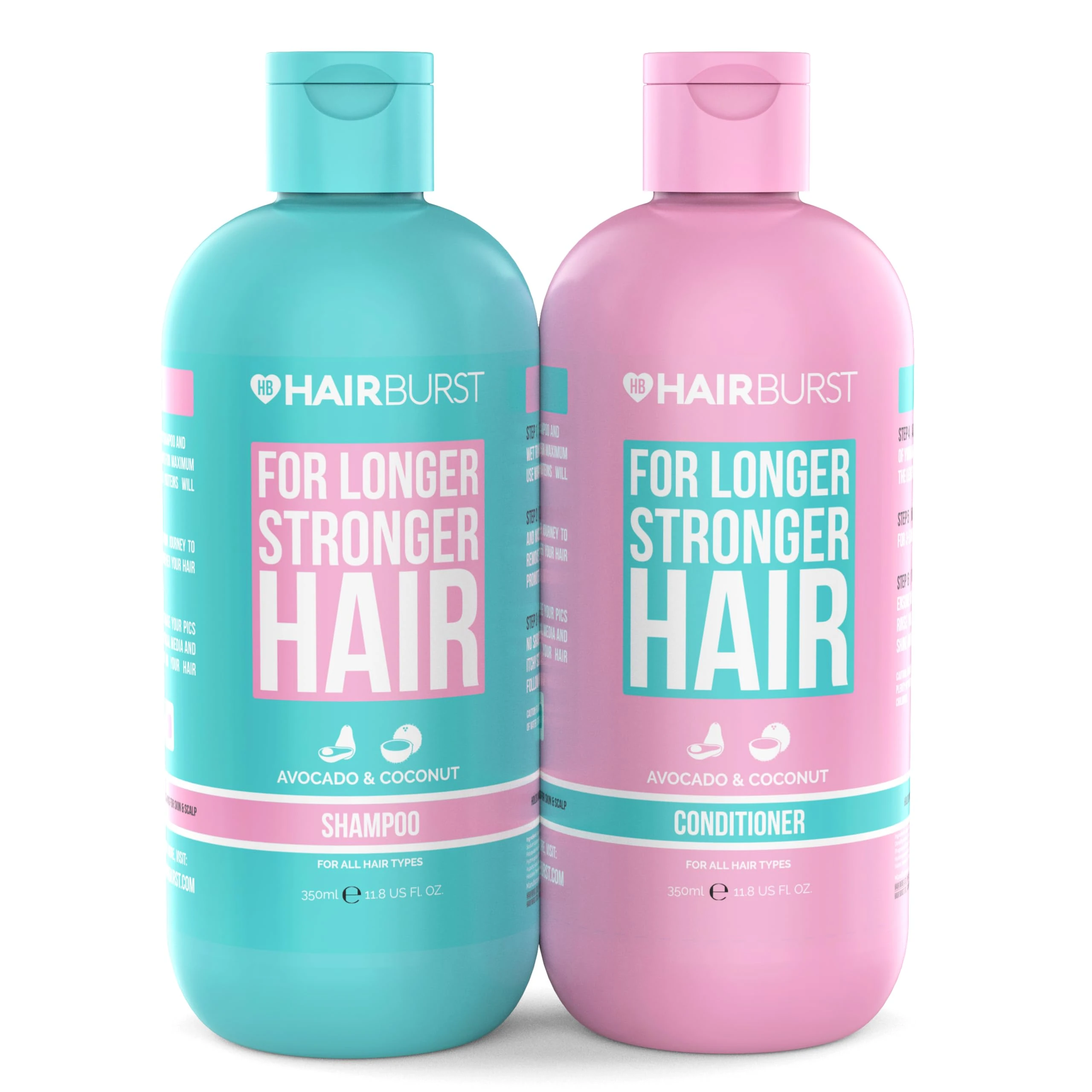 HAIR BURST Shampoo and Conditioner Set — SLS Free Hair Growth and Thickening Treatment for Women - Coconut and Avocado Scented - Suitable for All Types, Promotes Strong and Healthy Hair