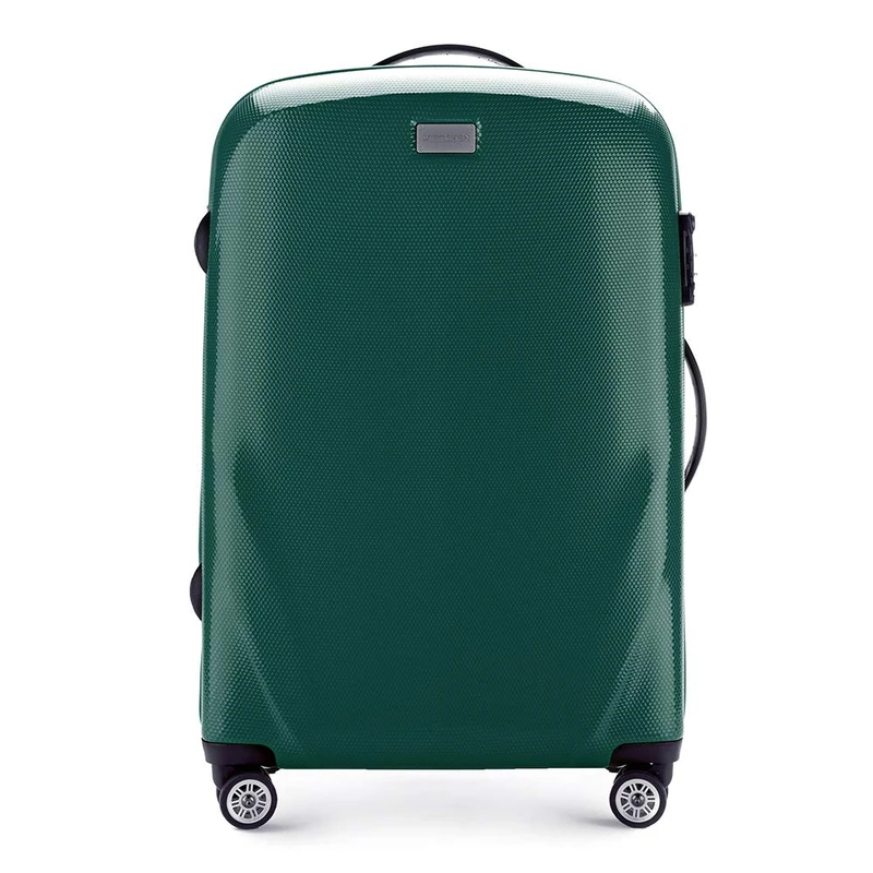 WITTCHEN PC Ultra Light Hard Luggage Travel Suitcase Trolley Suitcase Medium Suitcase Polycarbonate Suitcase Four Wheels TSA Combination Lock Aluminum Telescopic Handle Size M Green