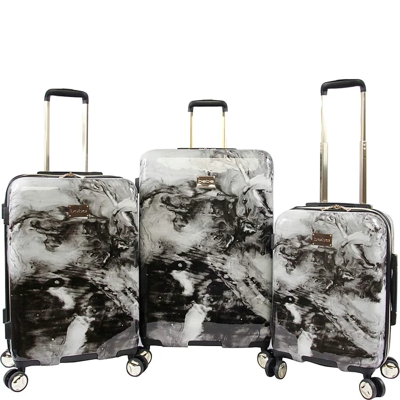Bebe Luggage Teresa 3pc Spinner Suitcase Set, Black Marble, One Size