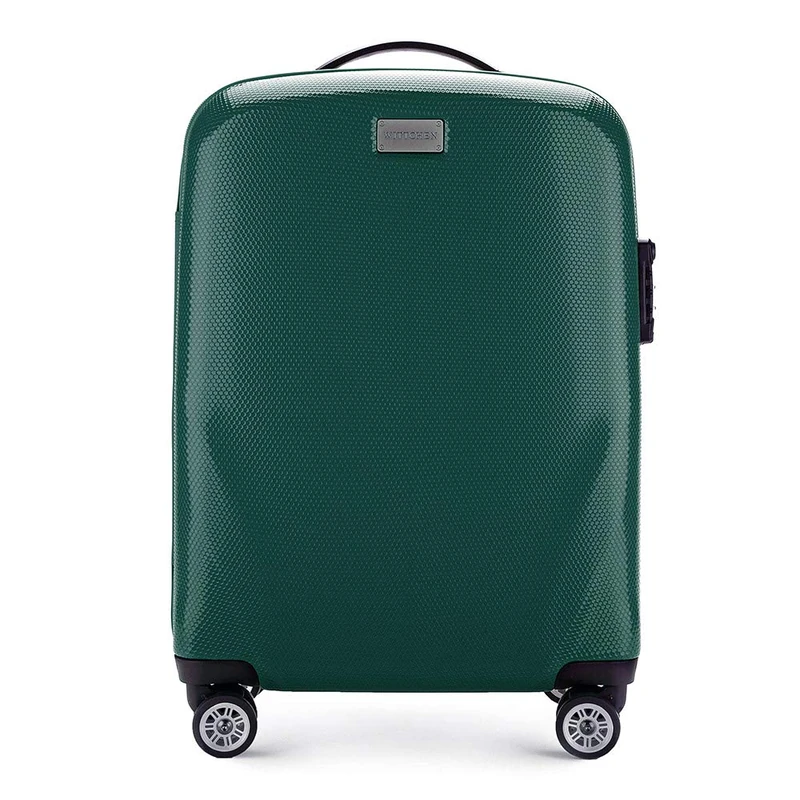 WITTCHEN PC Ultra Light Green Polycarbonate Cabin Size Trolley Suitcase Four Wheels TSA Combination Lock Aluminum Telescopic Handle