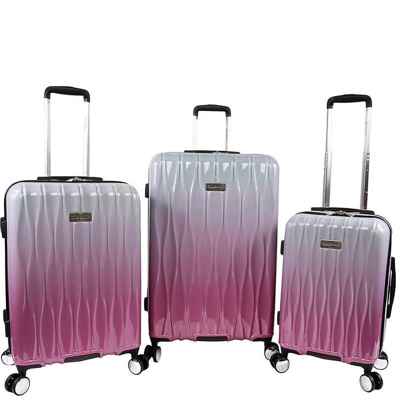 Juicy Couture Women's Lindsay 3-Piece Hardside Spinner Luggage Set, Silver Fuchsia