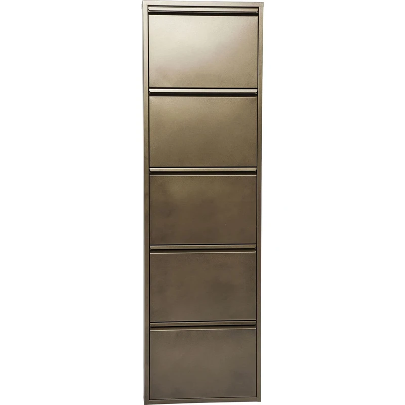 Kare Design Shoe Container Caruso 5, Bronze, Steel, 5 Tipping Compartments, Space for 10 Pairs of Shoes, Slim, Space-Saving Cabinet, Storage, Organizer for Hallway, 170x50x15 cm (H/W/D)
