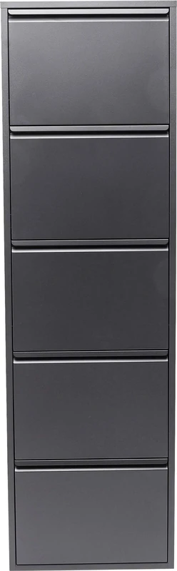 Kare Design Shoe Container Caruso 5, Anthrazit, Steel, 5 Tipping Compartments, Space for 10 Pairs of Shoes, Slim, Space-Saving Cabinet, Storage, Organizer for Hallway, 170x50x15 cm (H/W/D)