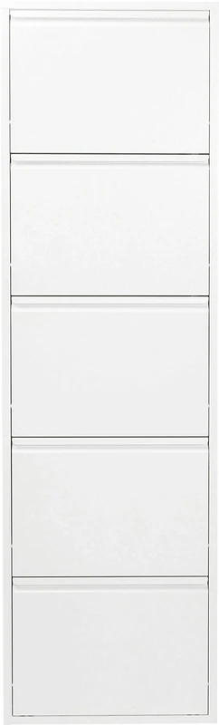 Kare Design Shoe Container Caruso 5 White, Space-Saving, 5 Tipping Compartments, Space for 10 Pairs of Shoes, Storage Space, Hallway, Floor, Steel Powder-Coated, 170x50x14 cm (H/W/D)
