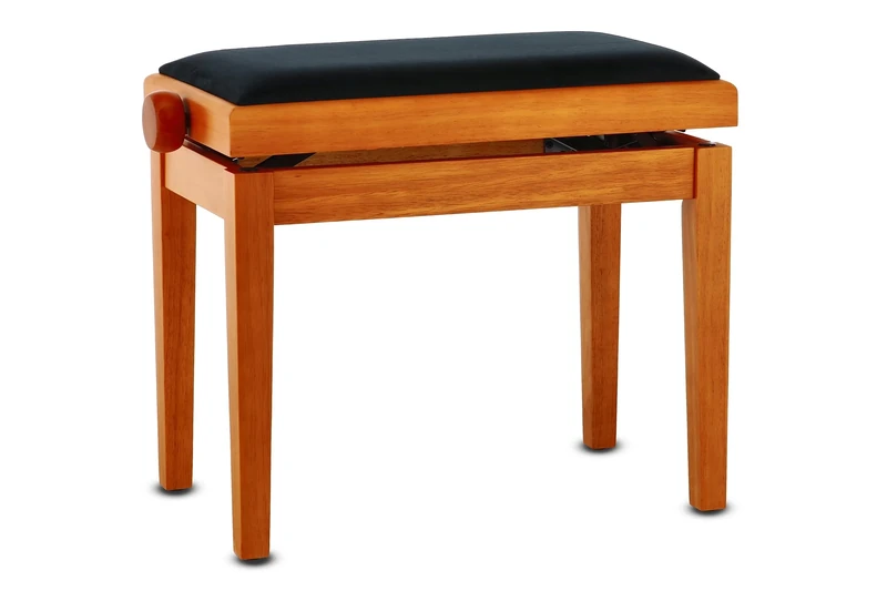 GEWA Piano Bench Deluxe, Solid Wood, Height Adjustable, Matte Maple