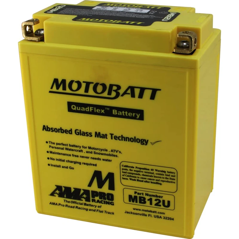 Motobatt Battery MB12U 12v 15AH CCA:160A YB12AA, YB12ALA2 L:134mm x H:161mm x W:80mm