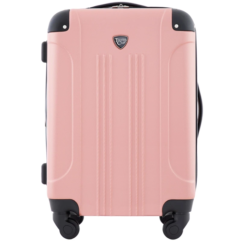 Travelers Club Sky+ Luggage Set, Rose Gold, 20" Carry-on, Chicago Hardside Expandable Spinner Luggage