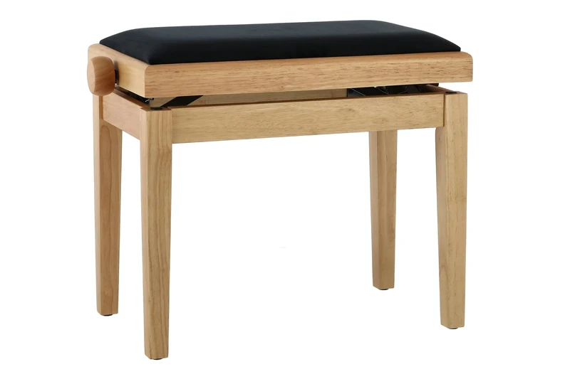 GEWA Piano Bench Deluxe, Solid Wood, Height Adjustable, Matte Oak