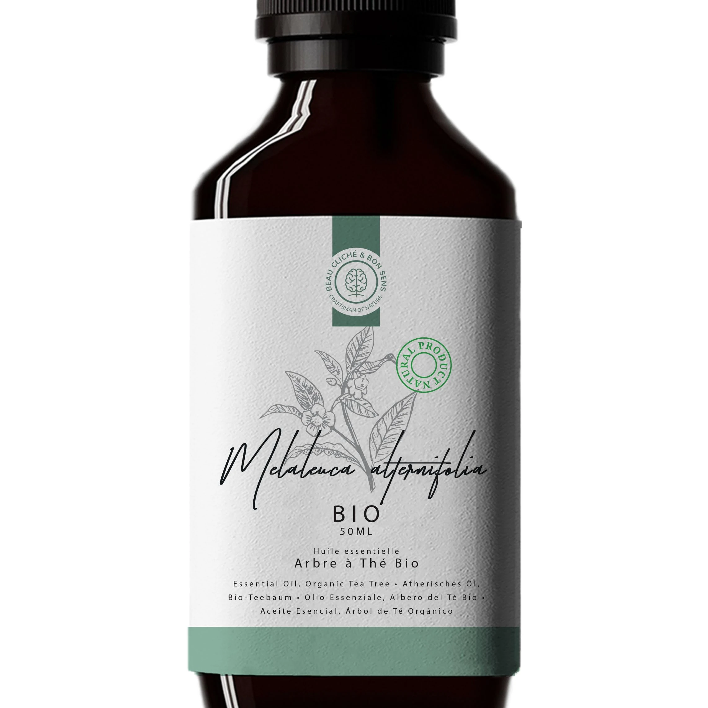 50ml Organic Tea Tree Essential Oil (Melaleuca alternifolia) - 100% Pure, Natural, and Organic - Tea Tree Essential Oil Supports Blemished Skin Pimples and Nail Fungus
