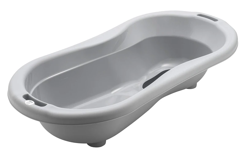 Rotho Babydesign TOP Xtra Large Bath Tub, with 2 Anti-Slip Mats and Drain Plug, Ideal for 2 Children, 0-36 Months, Stone Grey, 20500 0286