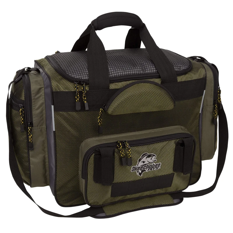 Okeechobee Fats Fisherman Deluxe Tackle Bag (Includes 8 Utility Tackle Boxes), Palmetto Green