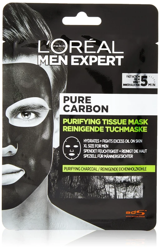 L'Oreal Paris Men Expert Pure Charcoal Face Mask - XL Size for Oily Skin