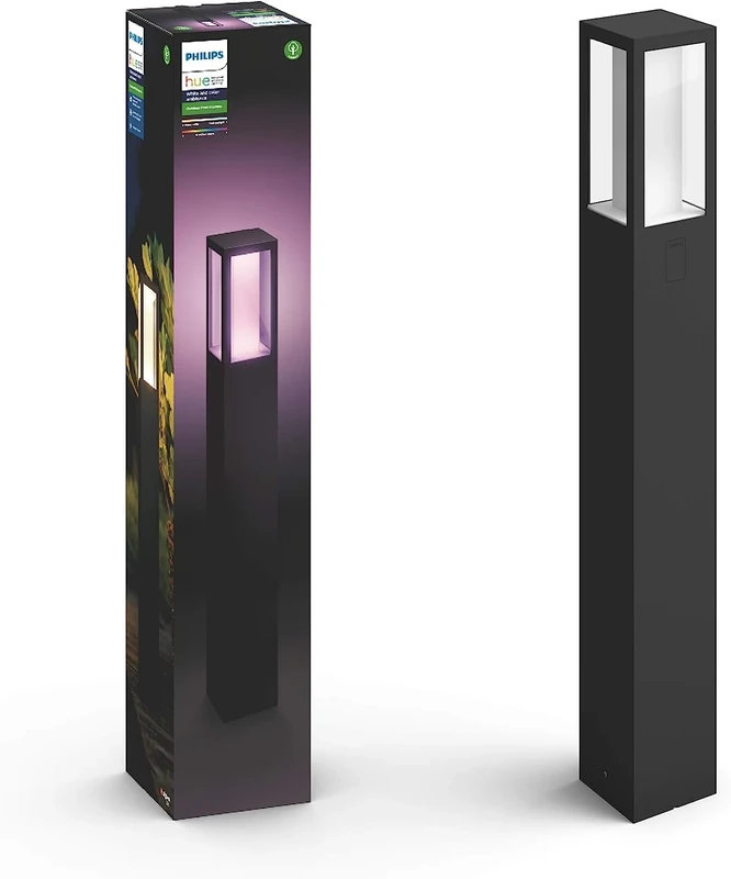 Philips Hue Impress White and Colour Ambiance Pedestal [UK Version - Black] Low Voltage. For Outdoor Lighting, Patio, Terrace, Garden.